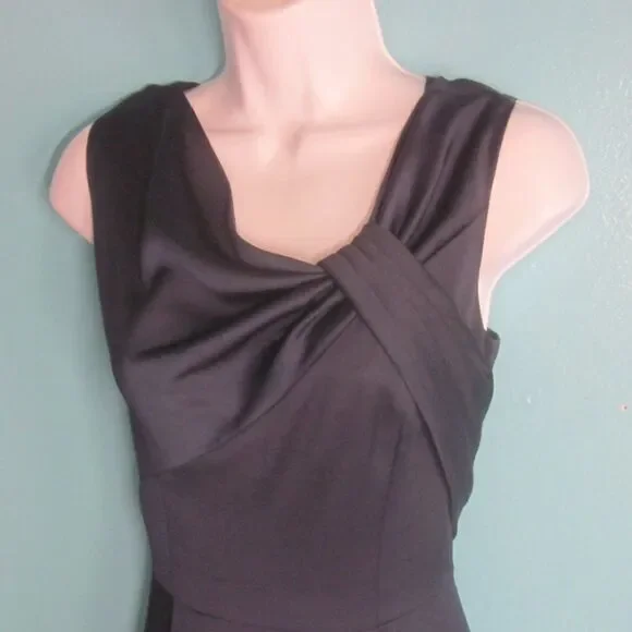 Gal Meets Glam Womens Size 6 Petite Dark Blue Twist Front Formal Midi Dress - Picture 2 of 15